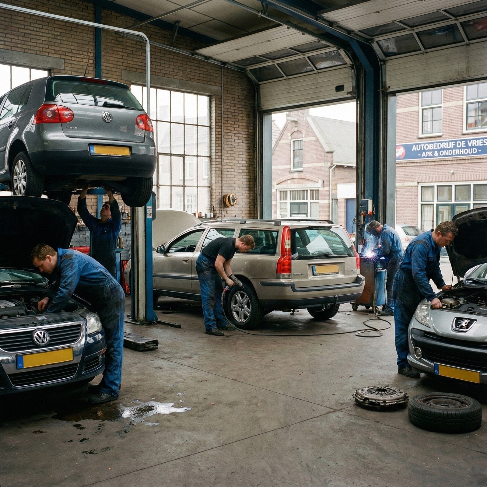 Monteur aan het werk in een autogarage