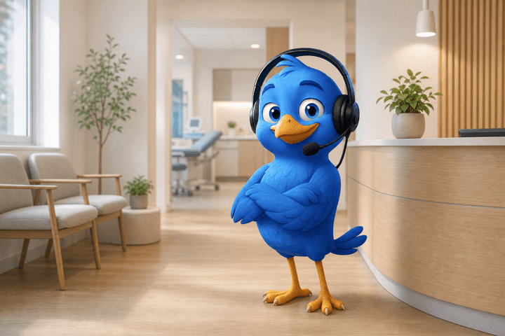 AI-receptionist Birdy staat een beller van een praktijk te woord