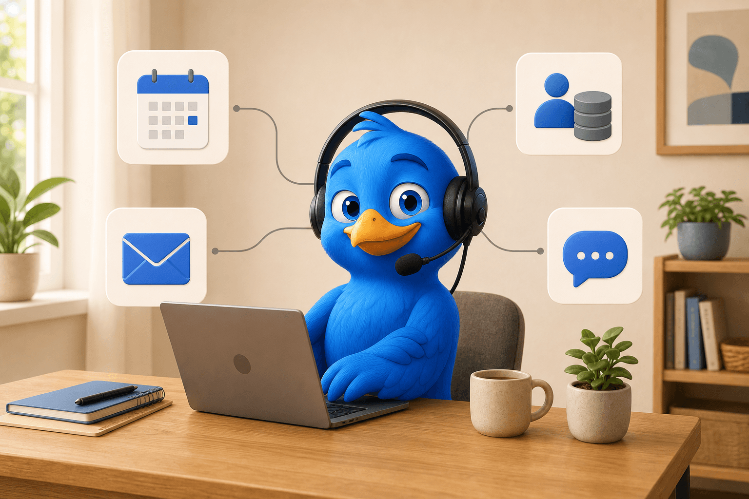 AI-telefonist Birdy gekoppeld aan de agenda en webshop van een mkb-bedrijf